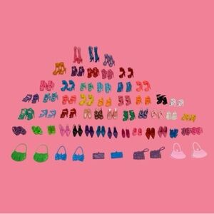 Barbie Doll Size Shoes and Purses Accessories 49 Pairs of Shoes 10 Purses